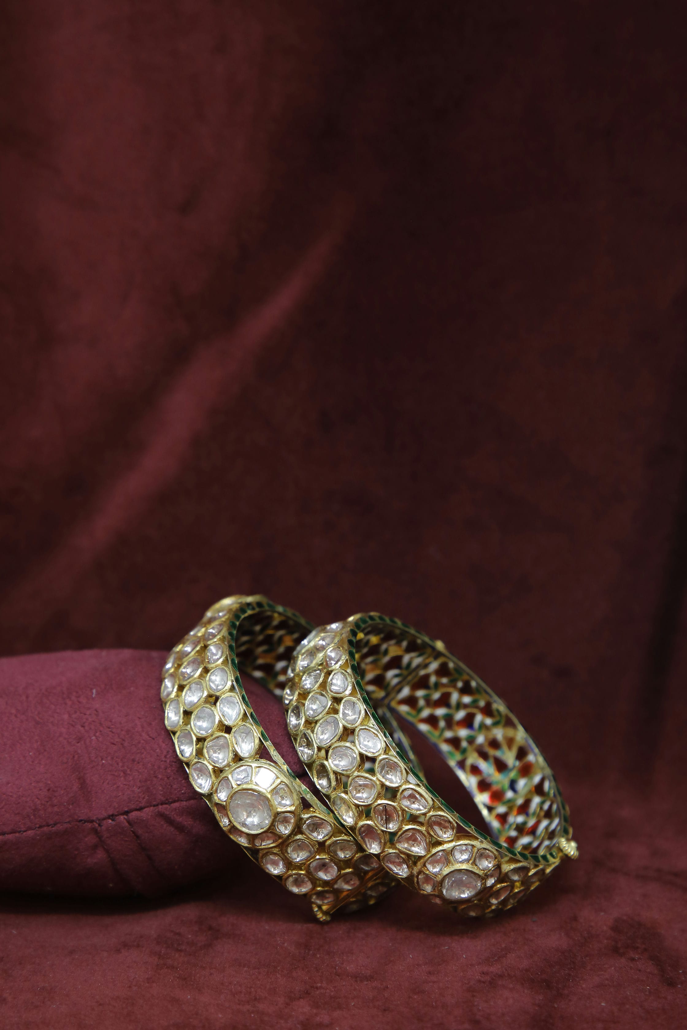 18KT Gold Diamond Polki Bangles