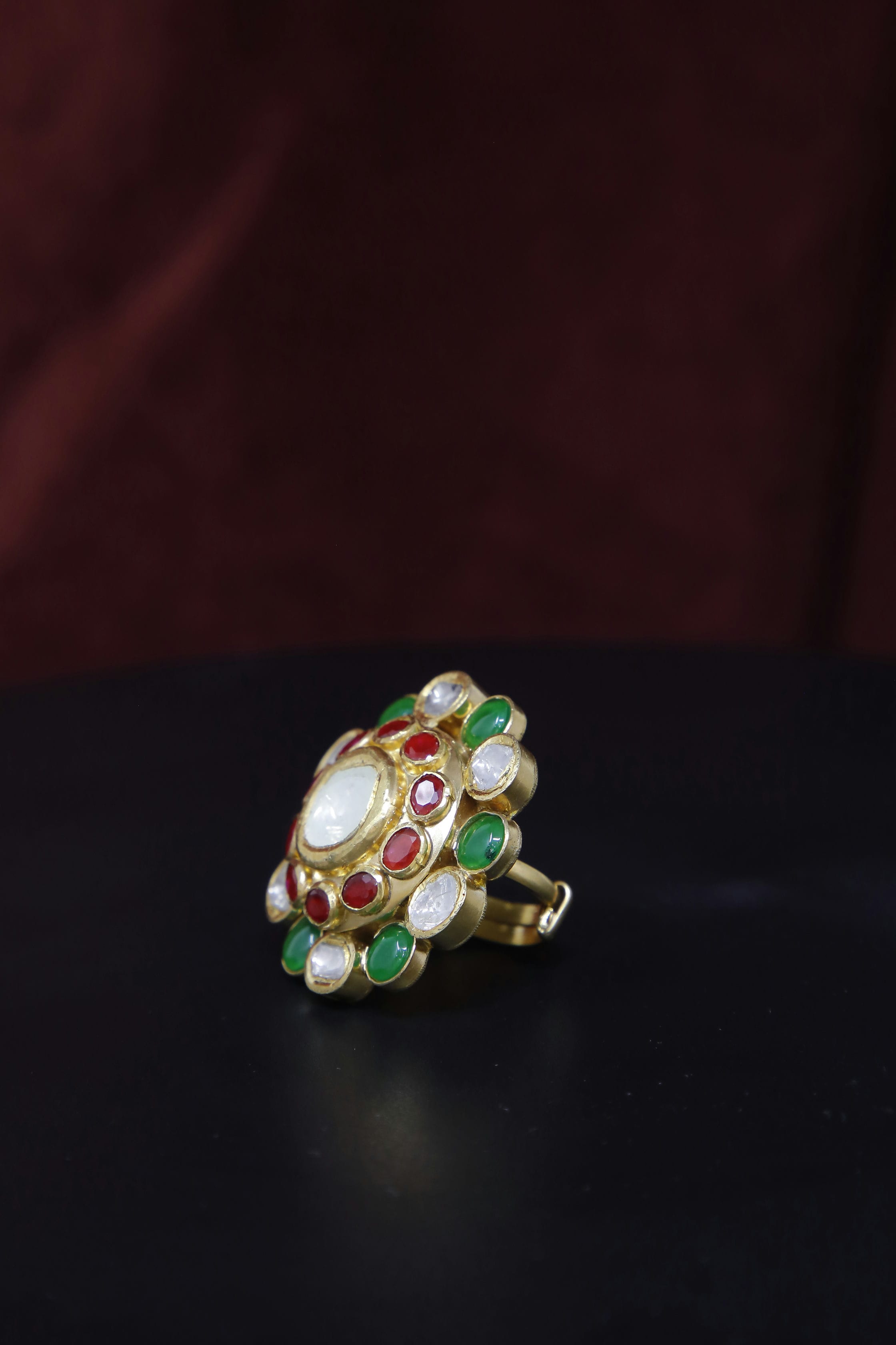 Diamond Polki Colourstone Ring
