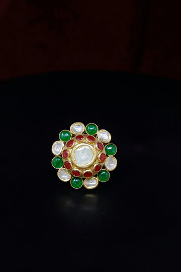 Diamond Polki Colourstone Ring