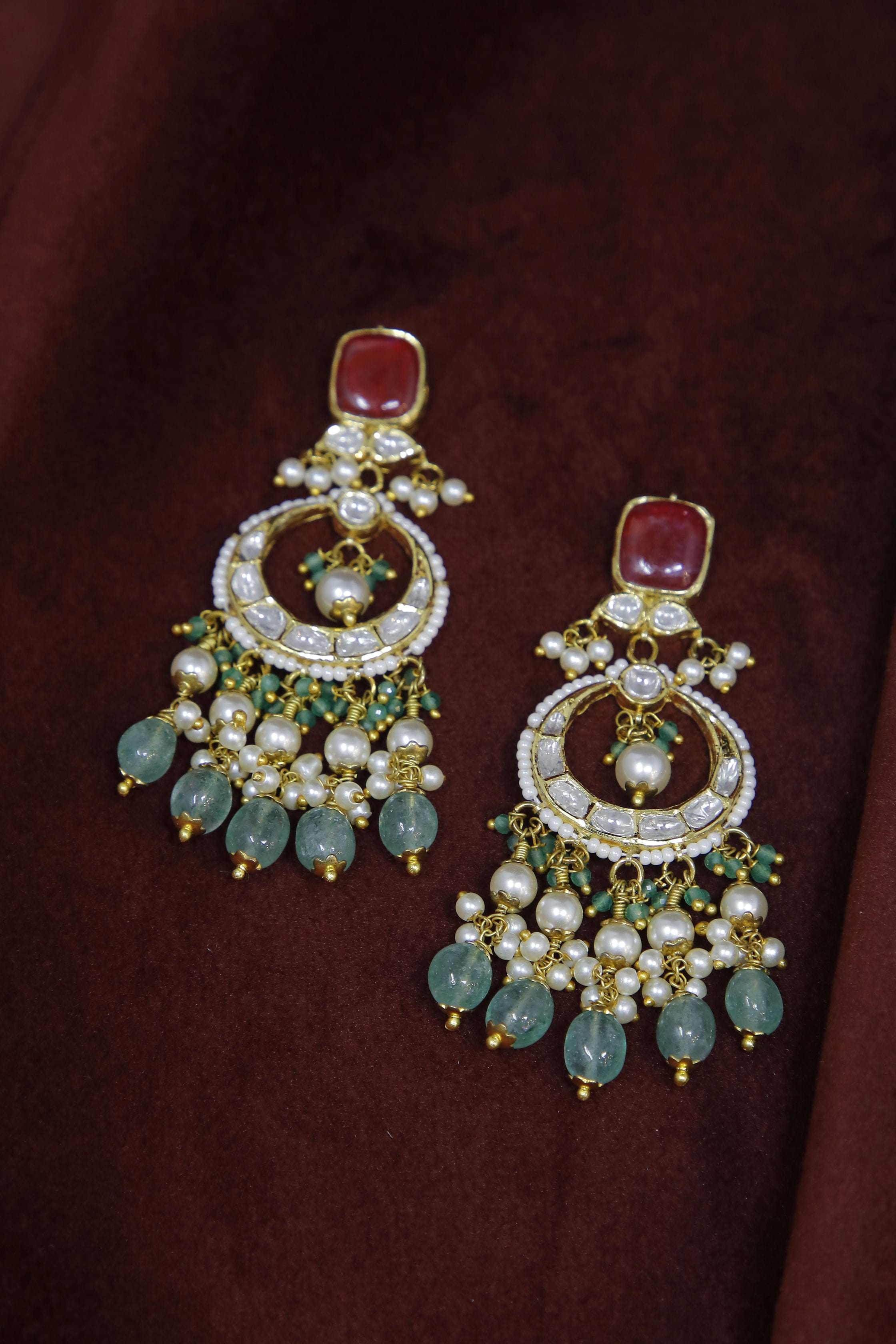 Long Diamond Polki Earrings