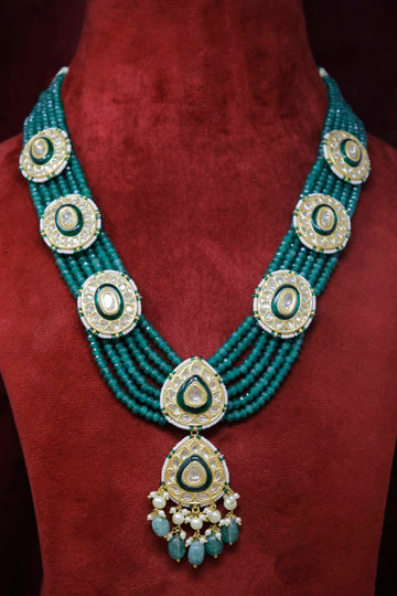 22K Gold Diamond Polki Pearl Necklace