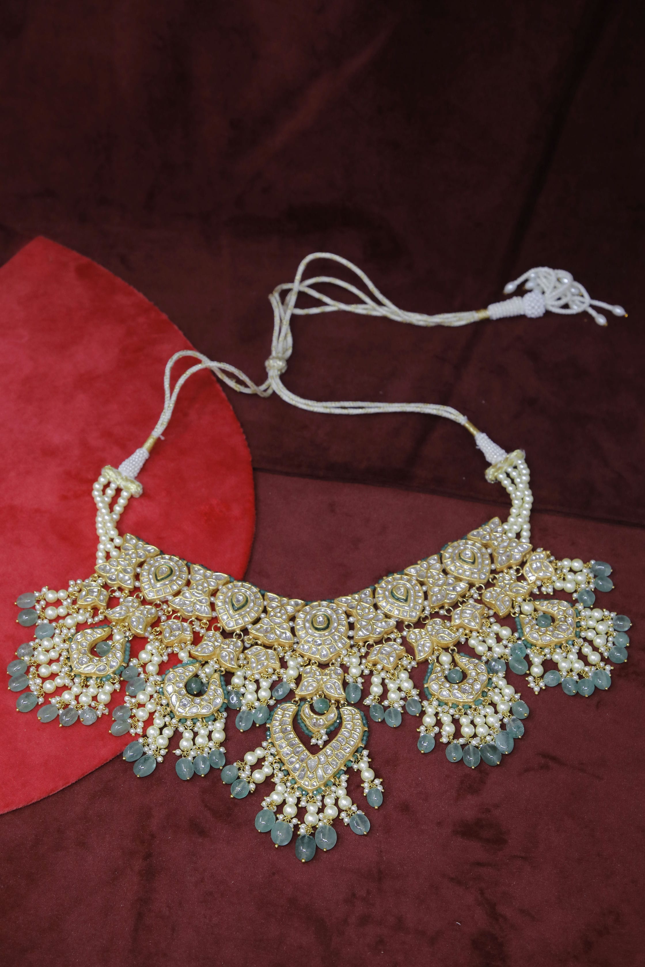 Elegant Polki Diamond Pearl Necklace