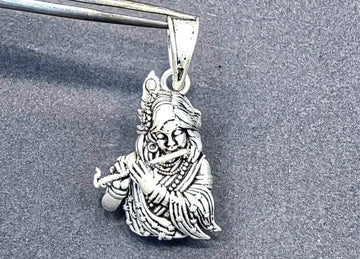 Lord Krishna Flute Pendant Necklace 925 Sterling Silver