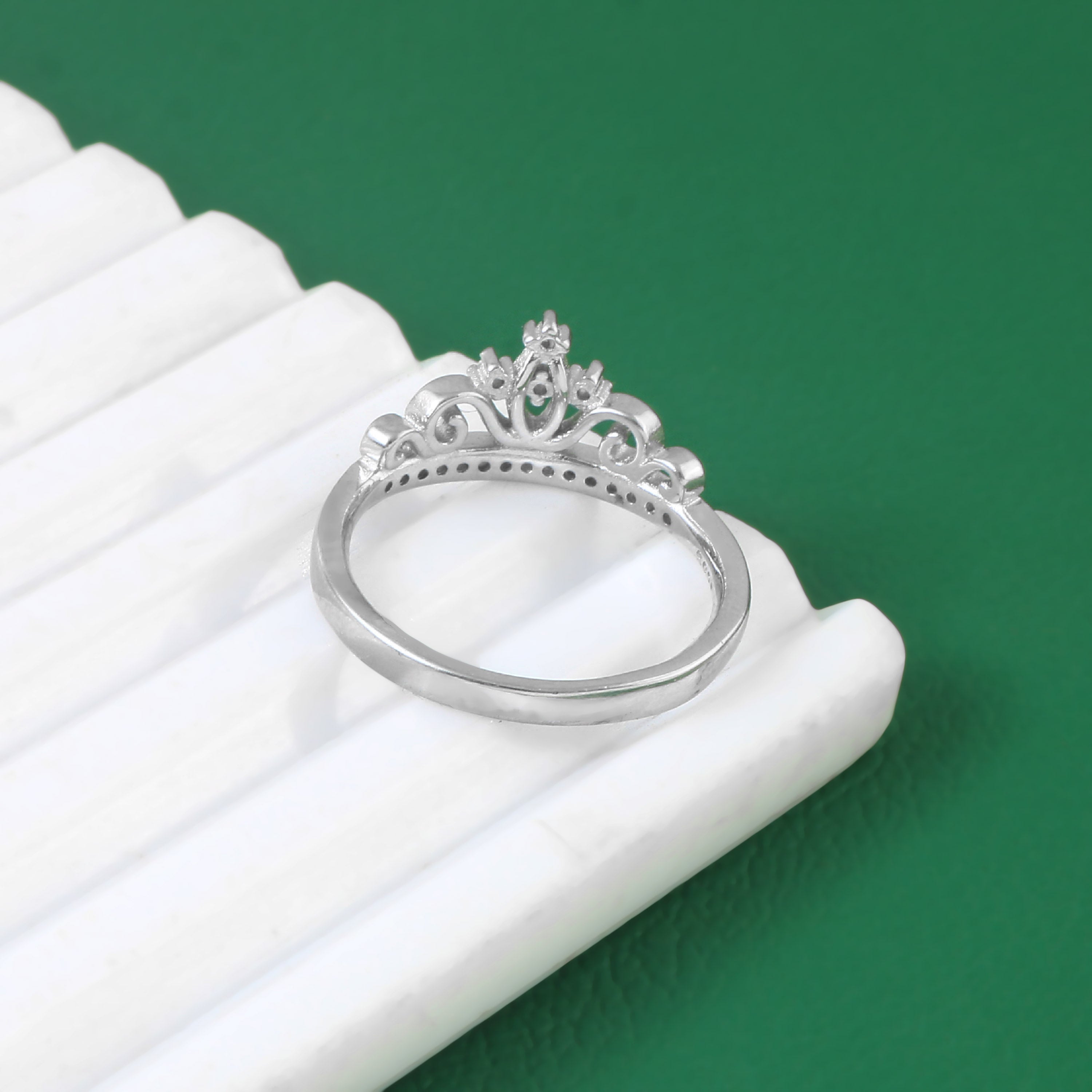 Elegant White Zircon Minimal Silver Ring