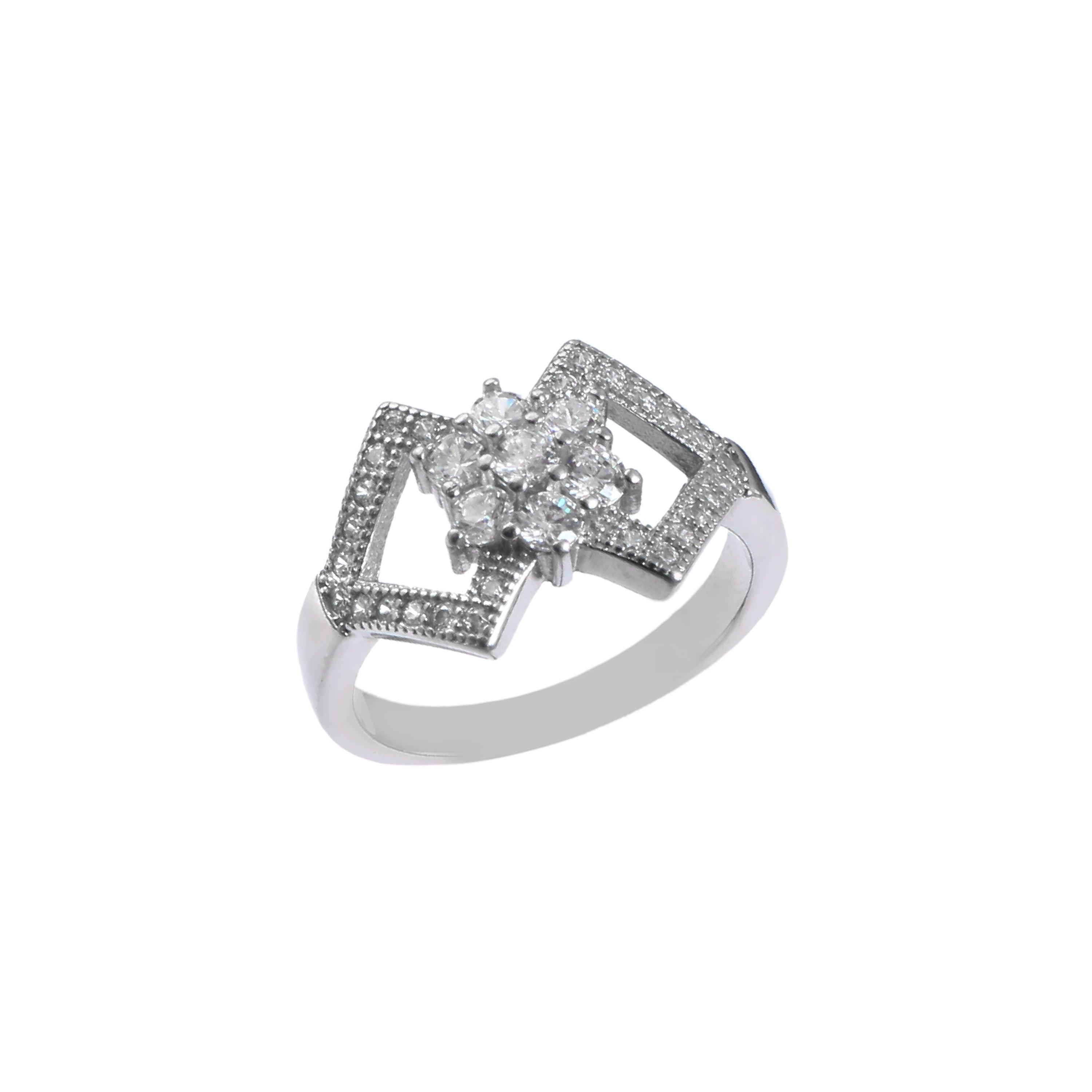 Classic White Zircon Silver Elegance Ring