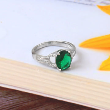 Emerald Glow Dual-Stone Sterling Silver Ring