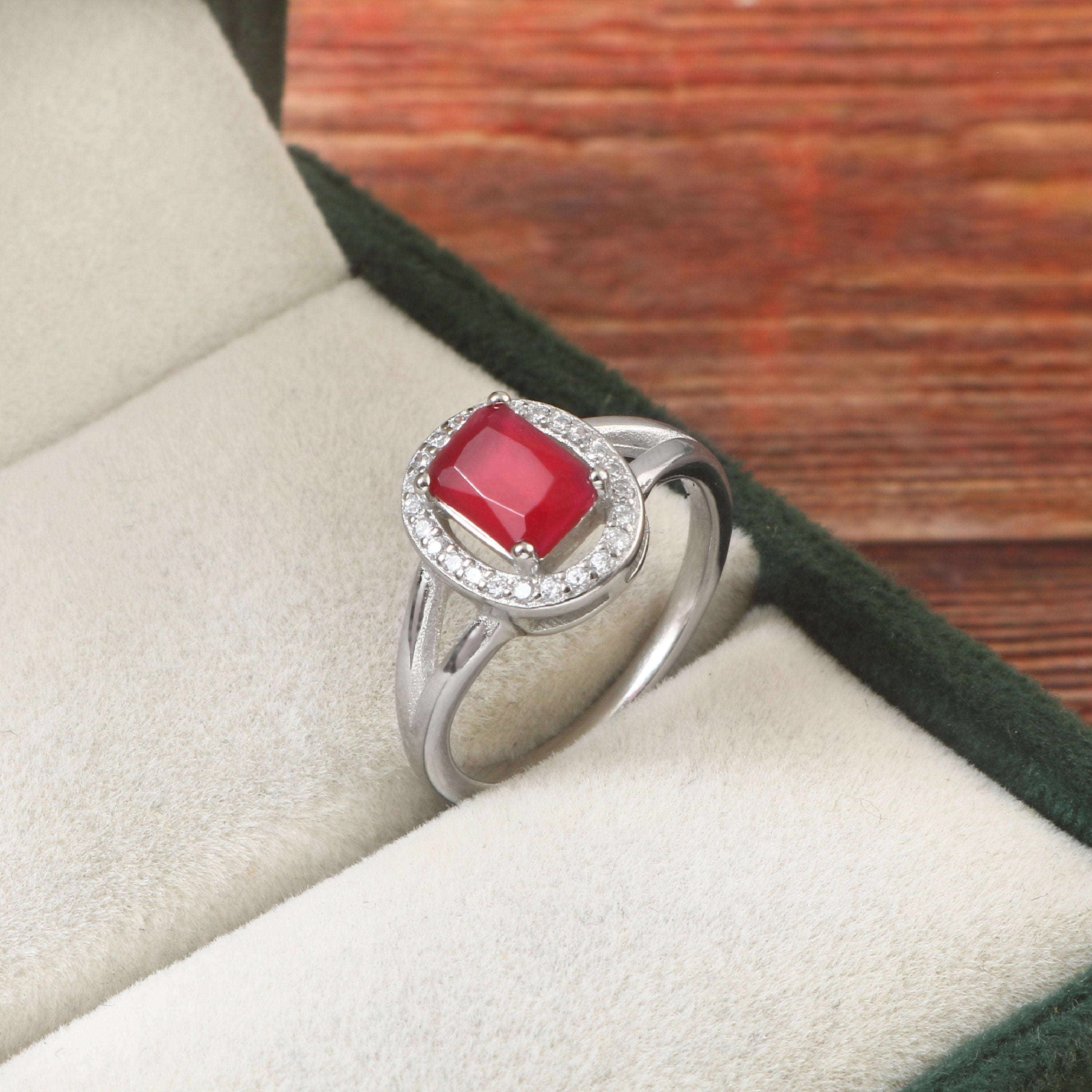 White and Pink CZ Dual Silver Ring