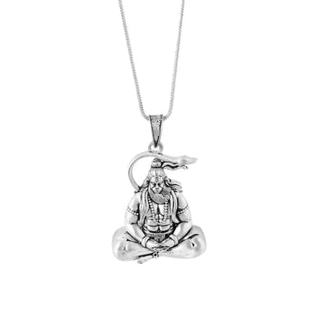 Hindu God Lord Hanuman Necklace Oxidized 925 Sterling Silver