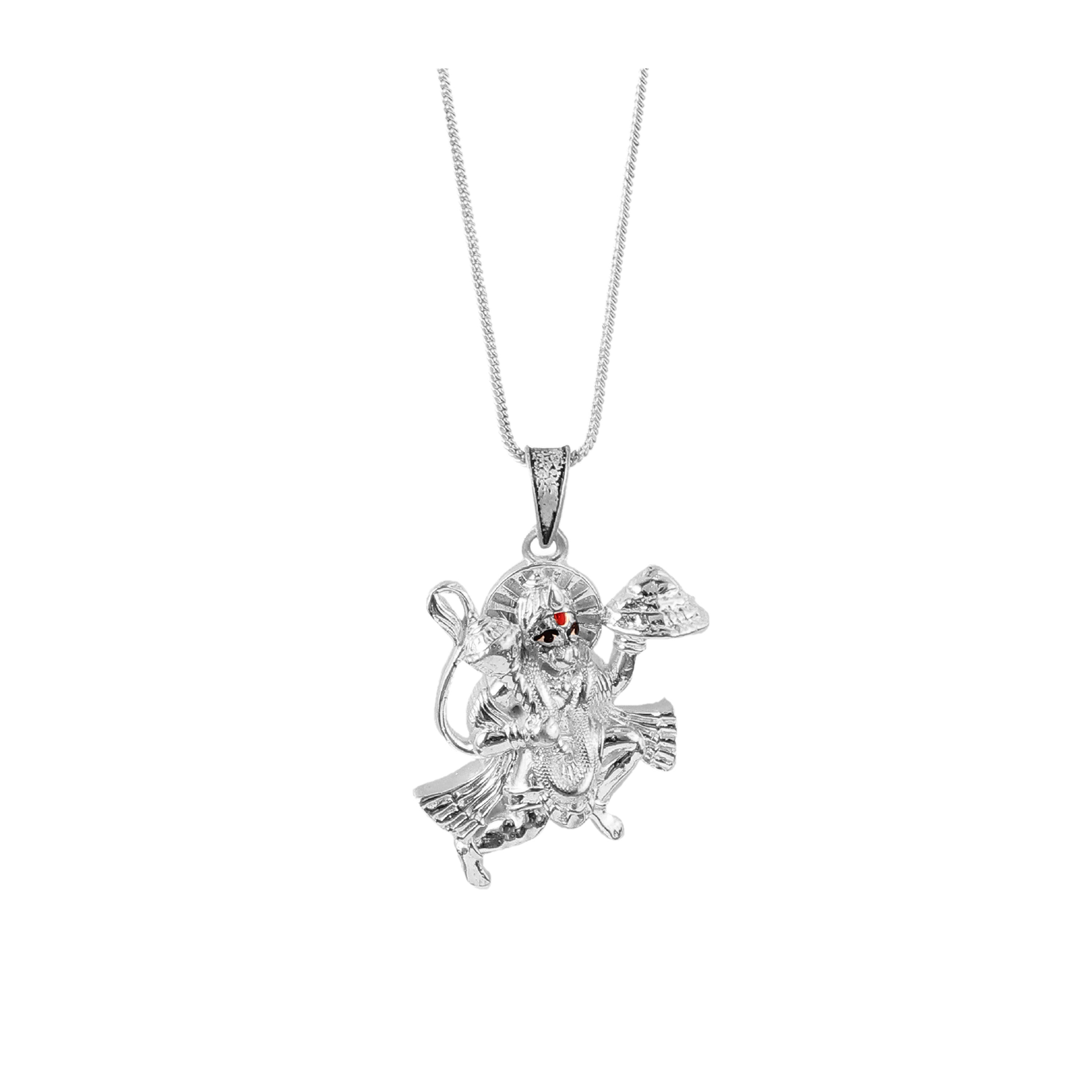 Hindu Lord Hanuman Ji Pendant with Chain 925 Sterling Silver