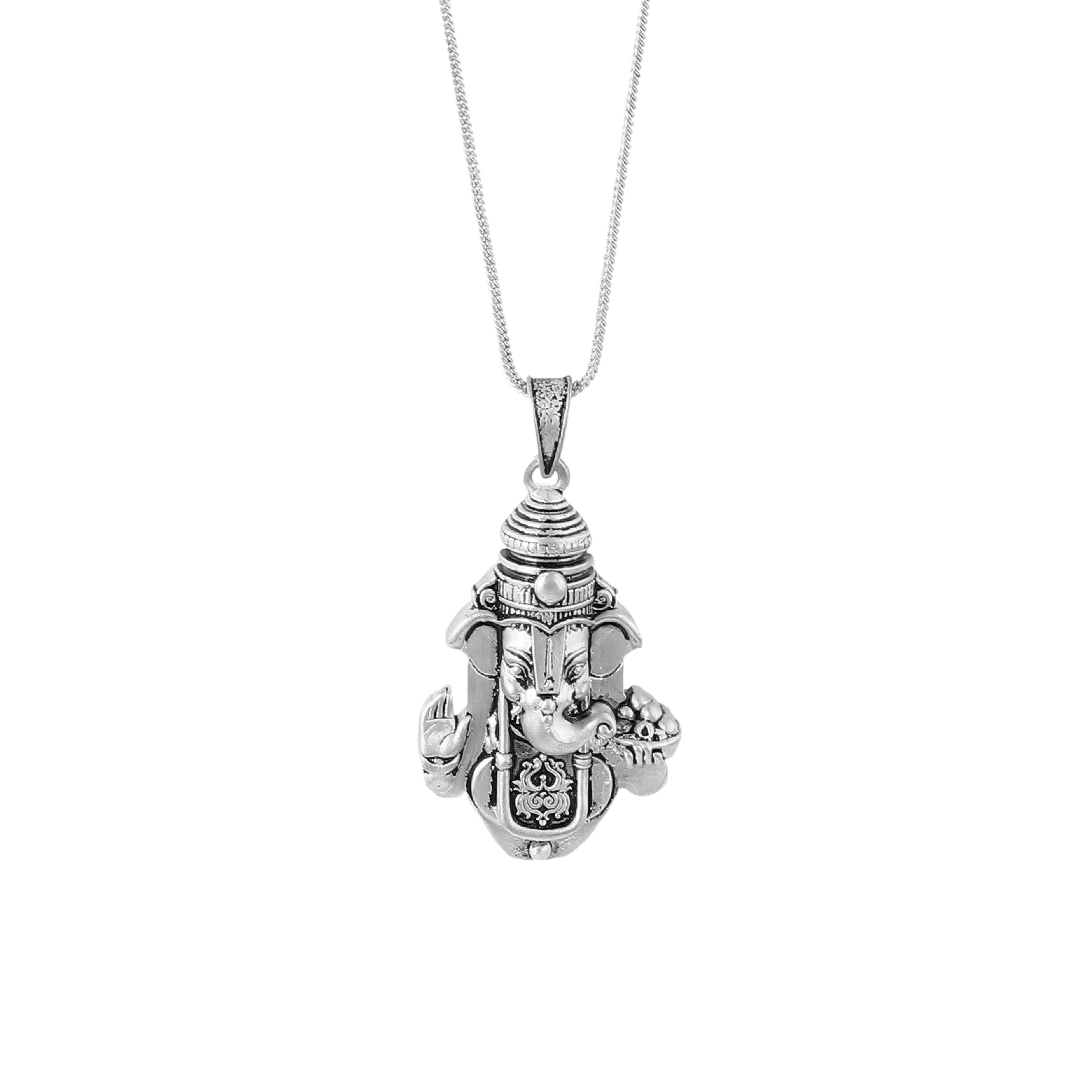 Lord Shree Ganesha Pendant Necklace 925 Sterling Silver
