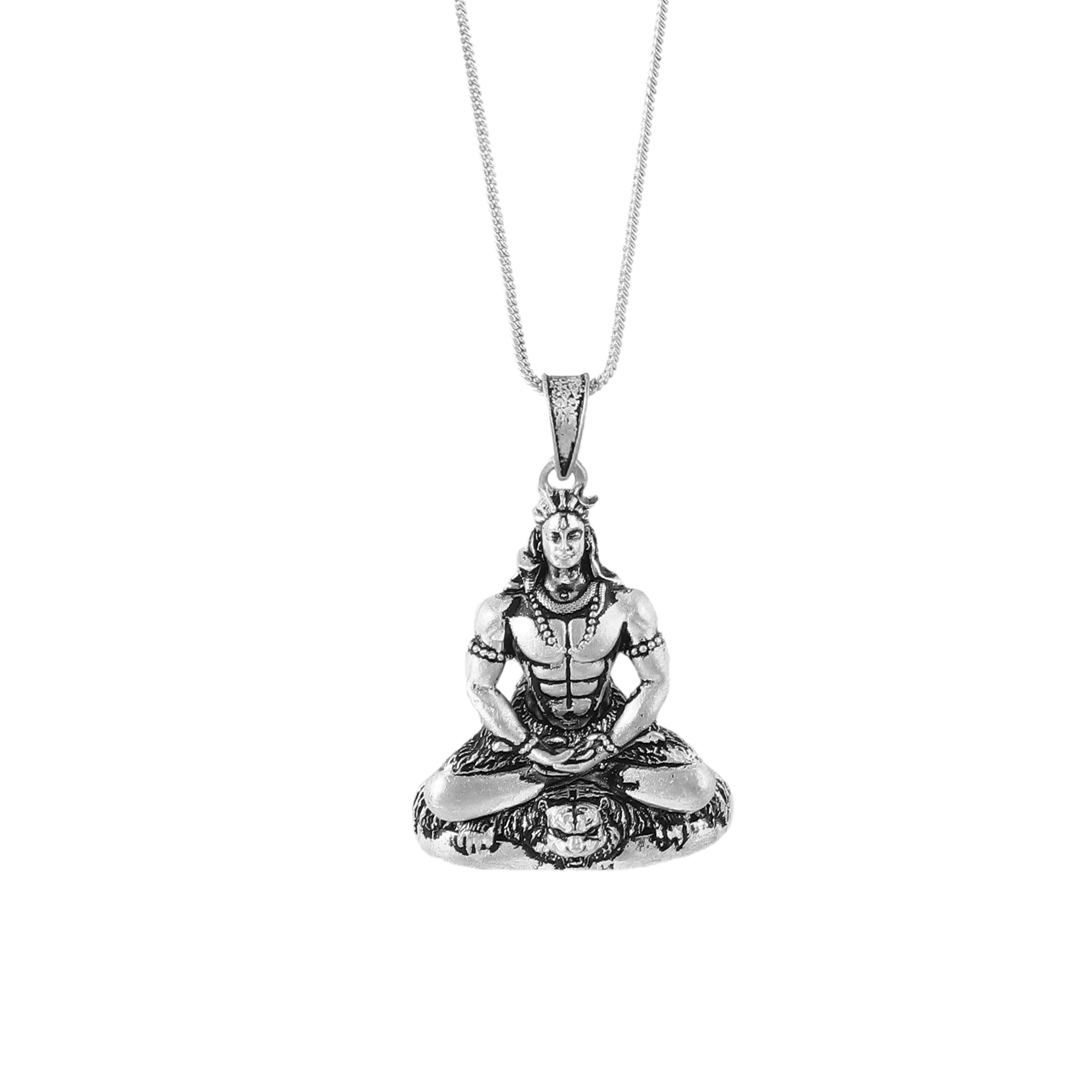 Oxidized Hindu God Shiv Ji Necklace 925 Sterling Silver