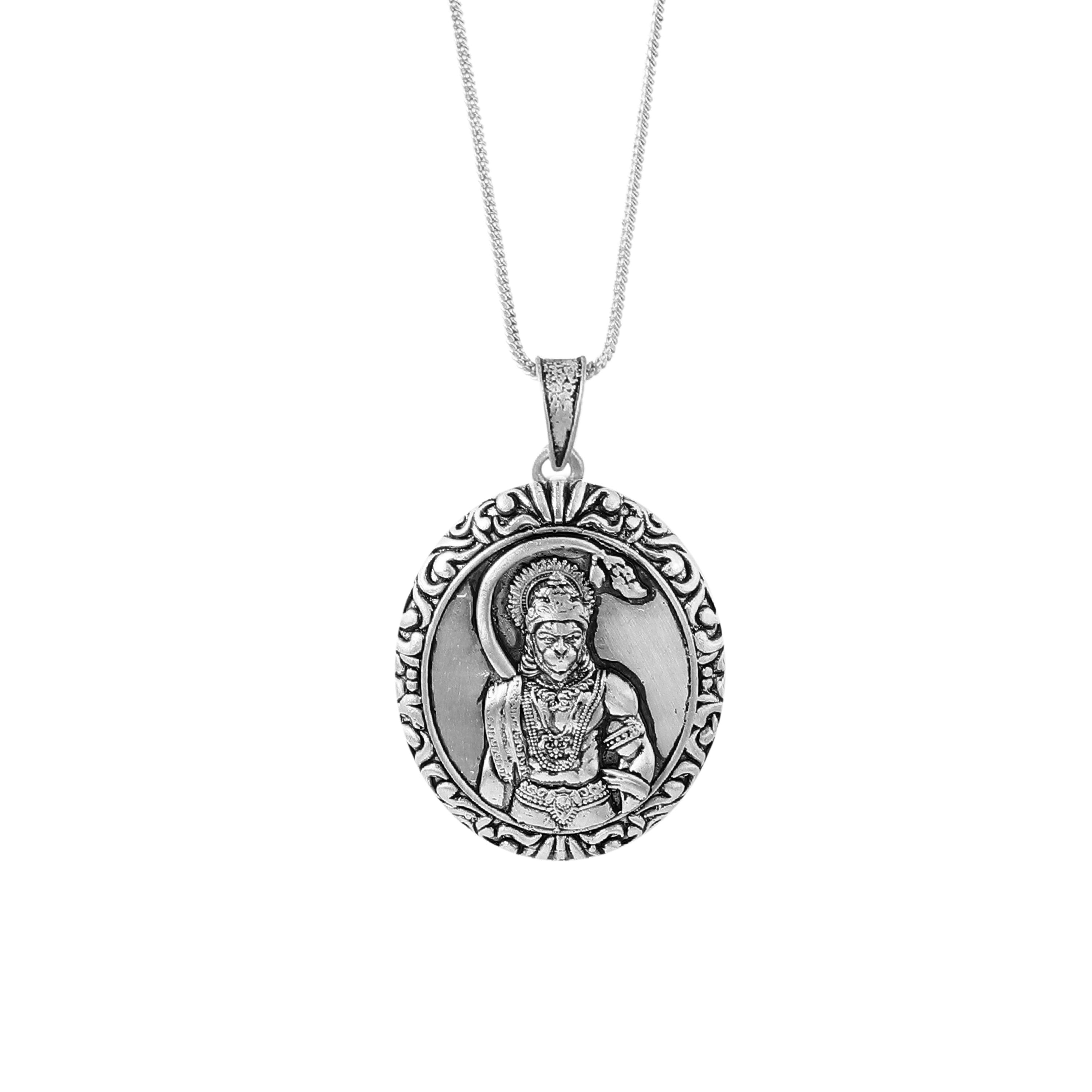 Bajrang Bali Hanuman Pendant Necklace 925 Sterling Silver