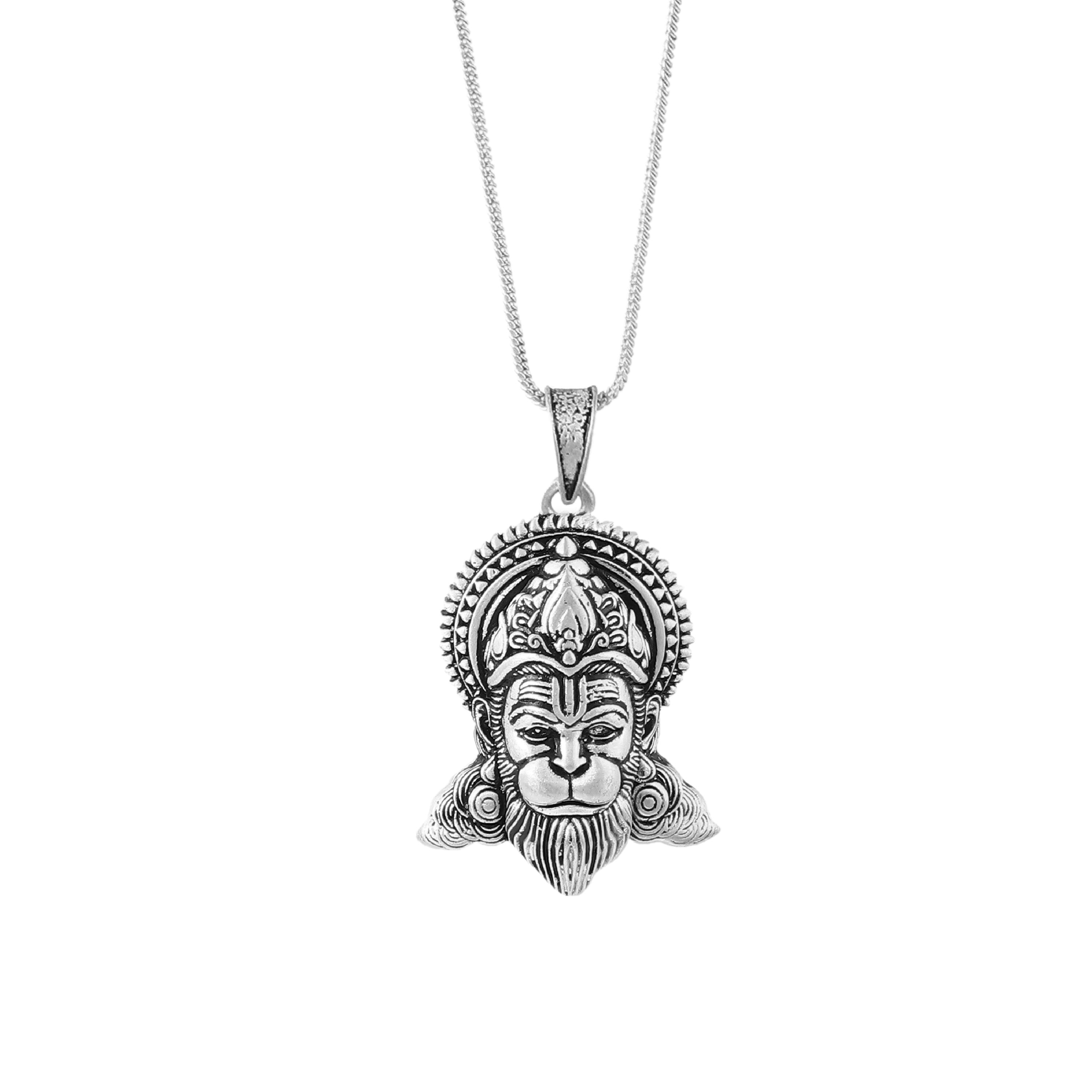 Hanuman Ji Pendant Necklace 925 Sterling Silver