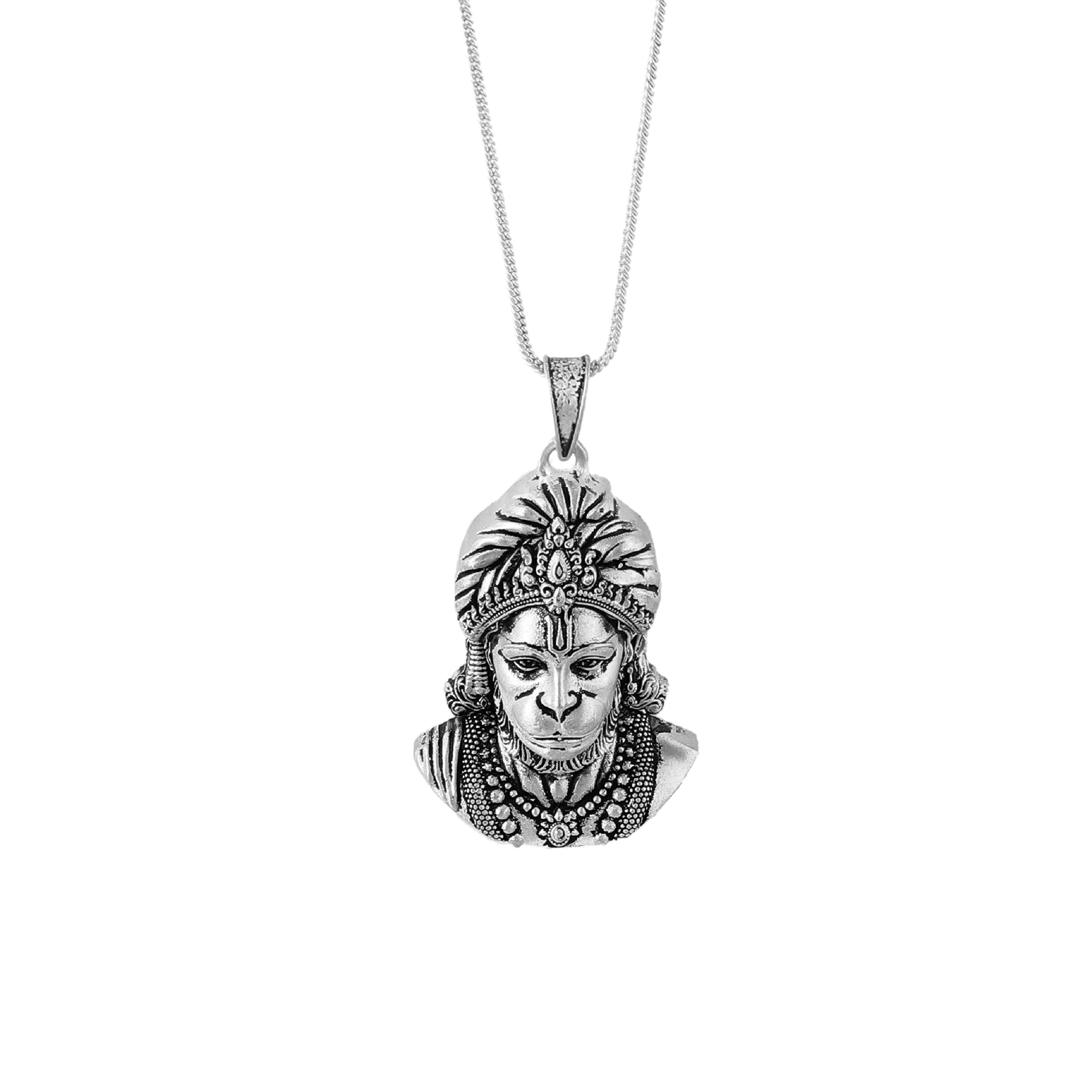 Hanuman Ji Pendant Necklace 925 Sterling Silver