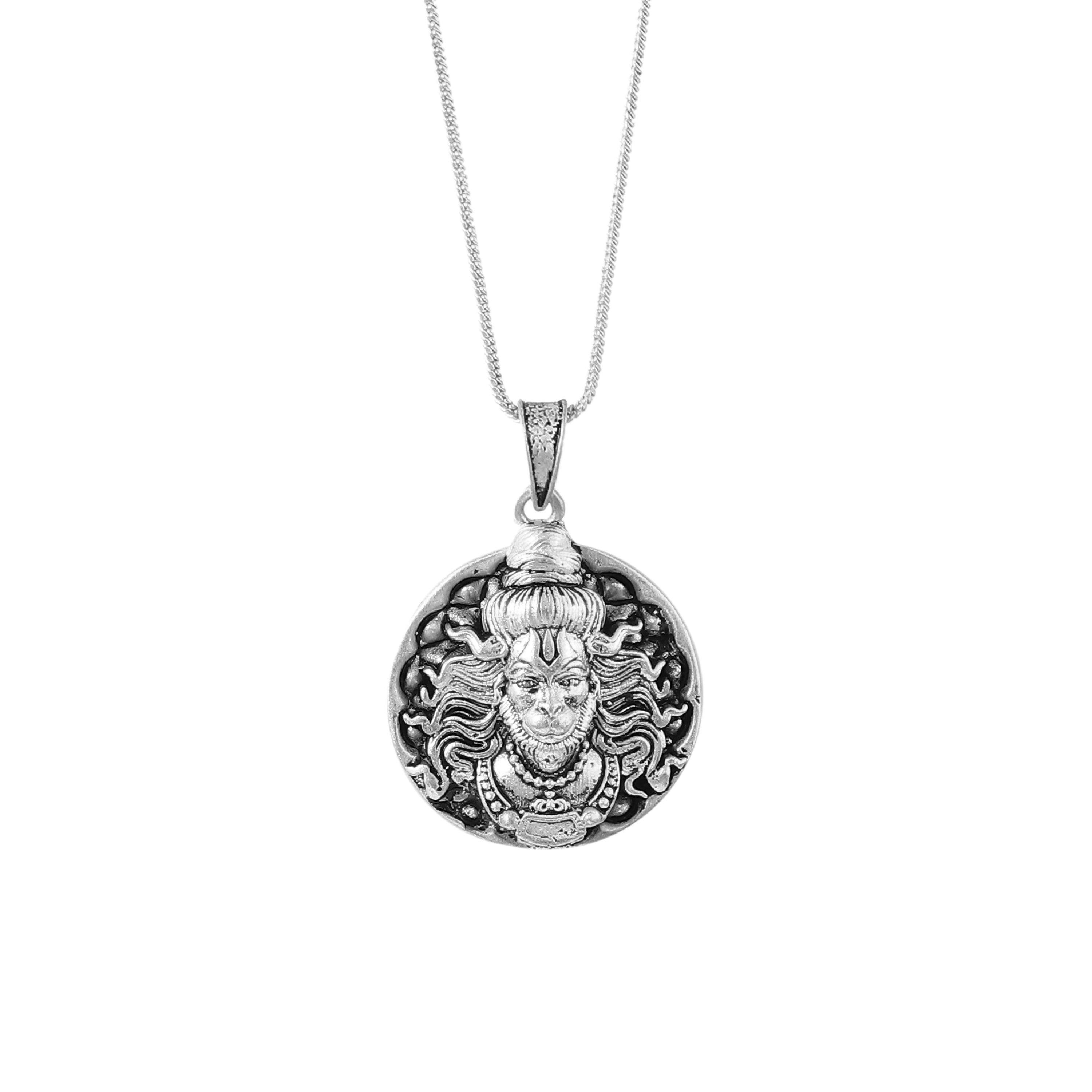 Lord Hanuman Monkey God Necklace 925 Sterling Silver
