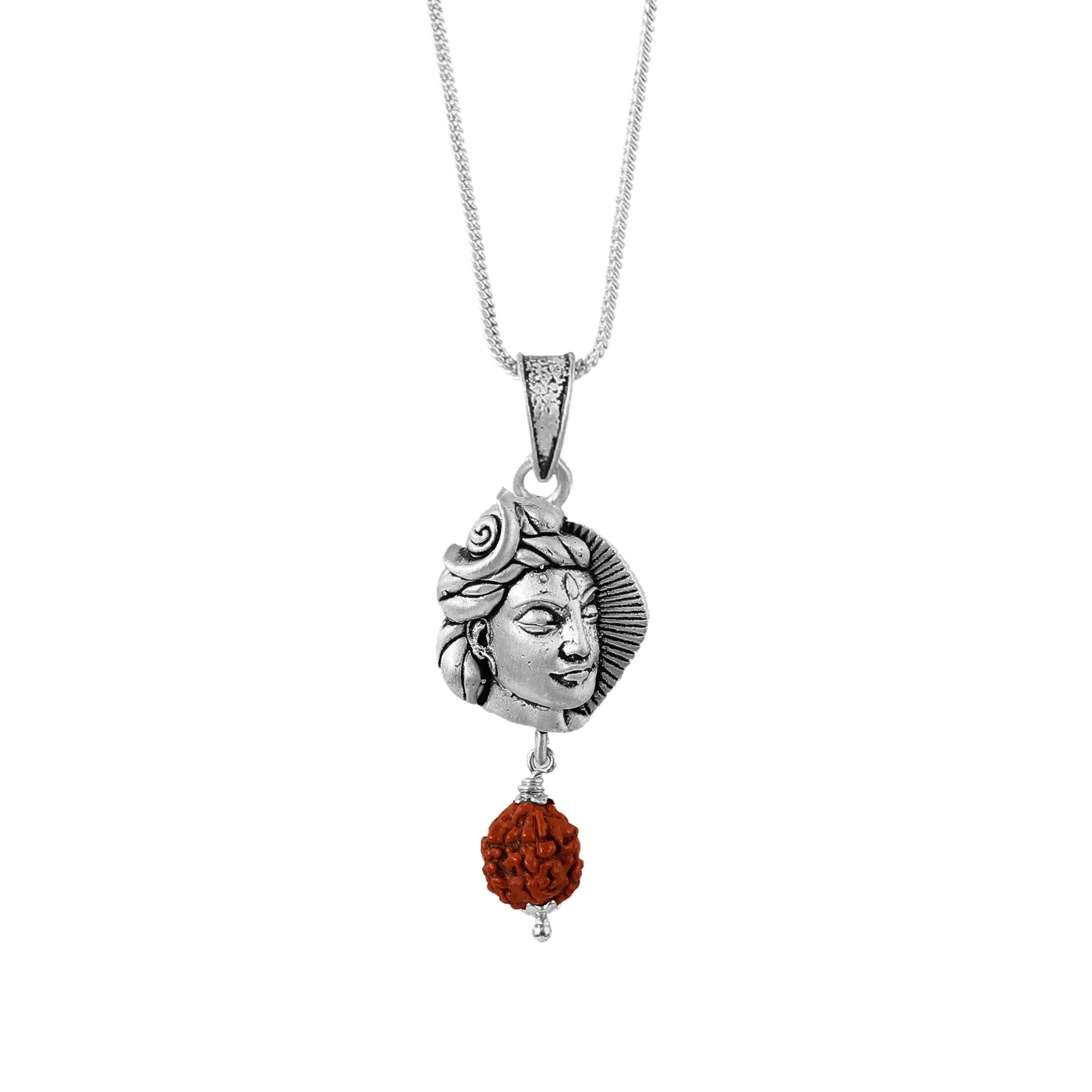 Lord Shiv ji with Rudraksha Pendant Necklace 925 Sterling Silver