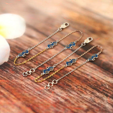 Blue White Yellow Sterling Silver Anklet