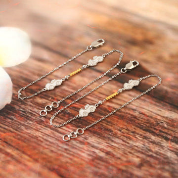 Dual-Tone Sterling Silver Anklet for Women