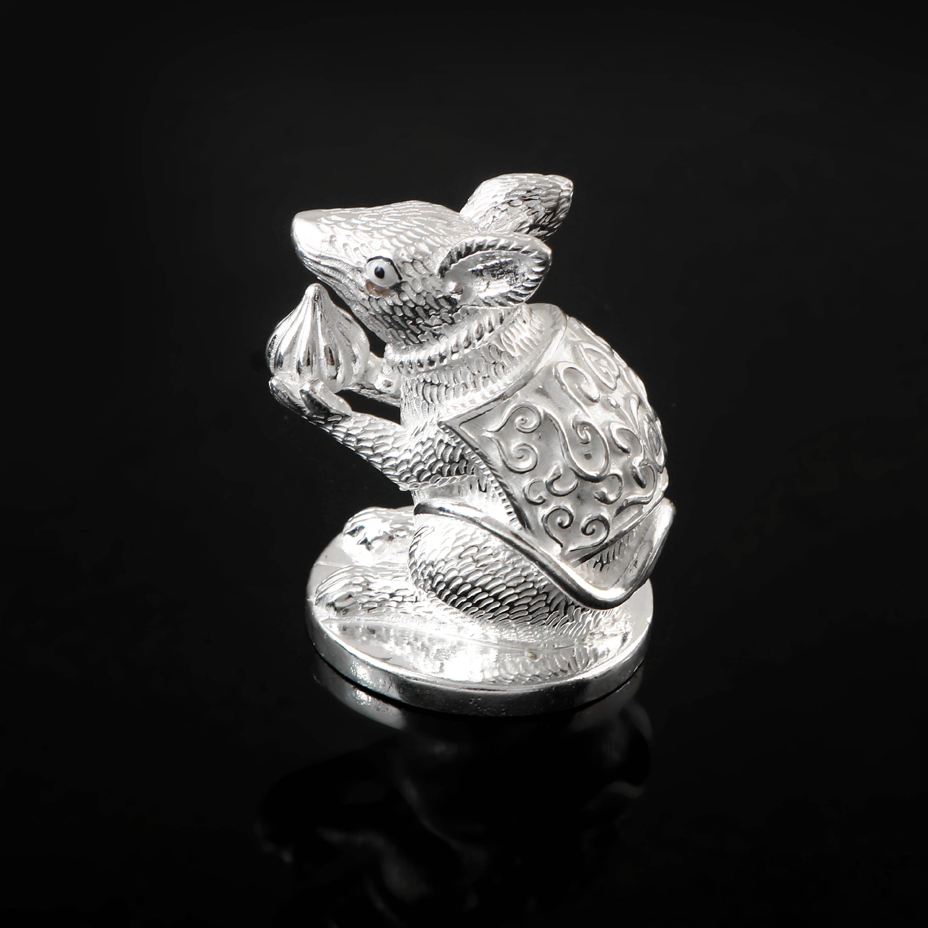 Silver Mushak with Modak Idol 34 Gram