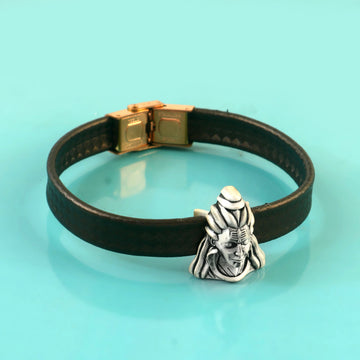 Leather Shiva Motif Men’s Spiritual Bracelet
