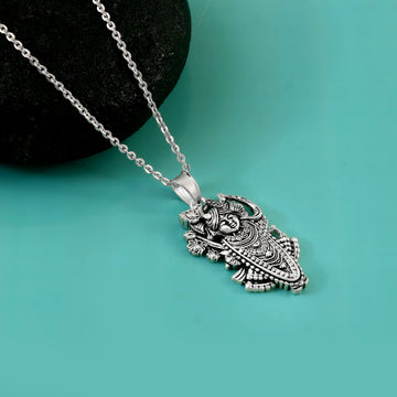 Lord Shree Nath Pendant Necklace Oxidized 925 Sterling Silver