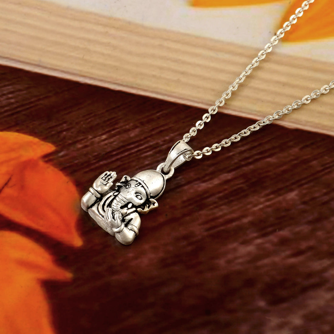 Lord Ganesh Pendant Necklace Oxidized 925 Sterling Silver
