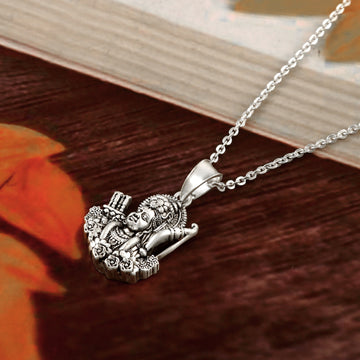 Lord Ram Pendant Necklace Oxidized 925 Sterling Silver