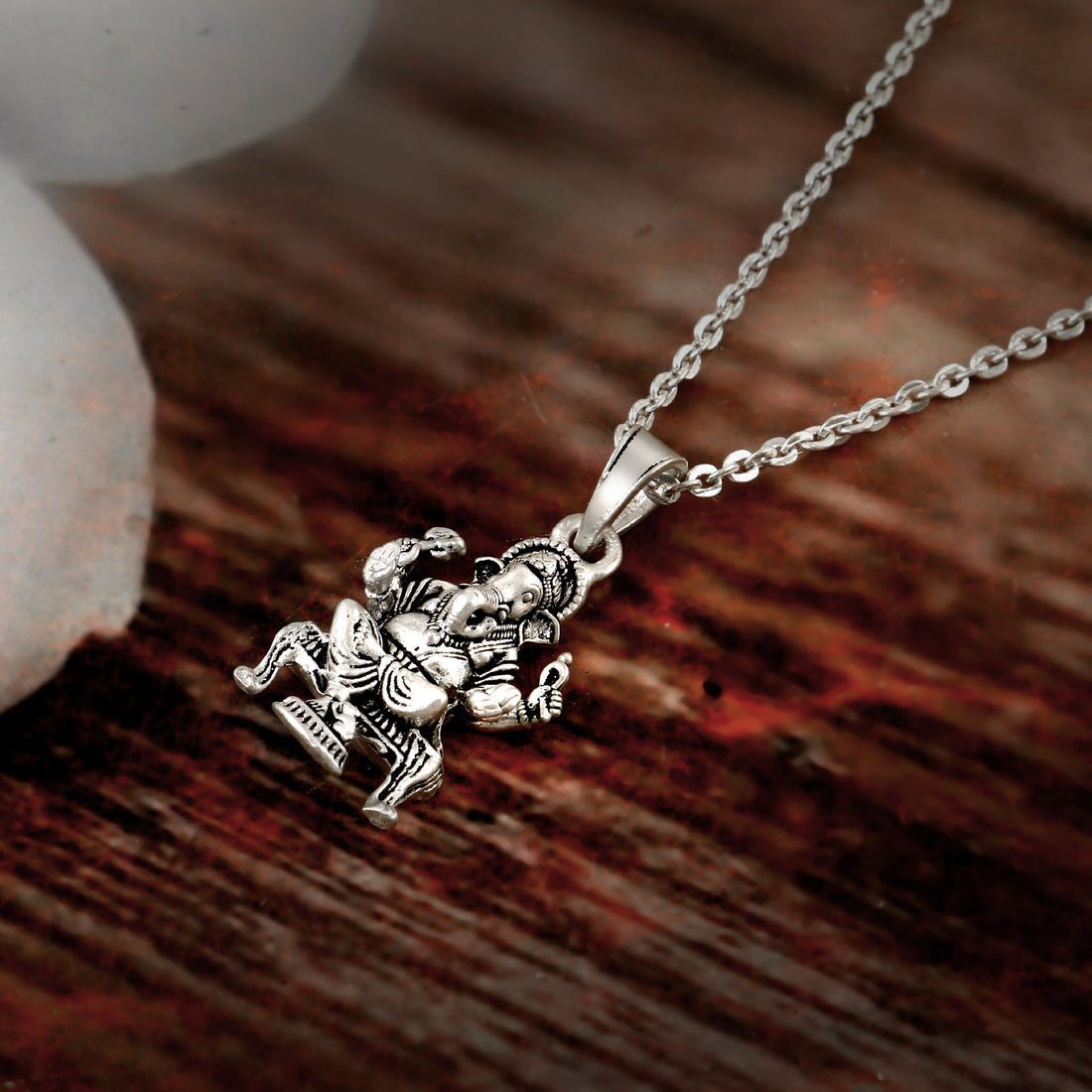 Lord Ganesh Pendant Necklace Oxidized 925 Sterling Silver