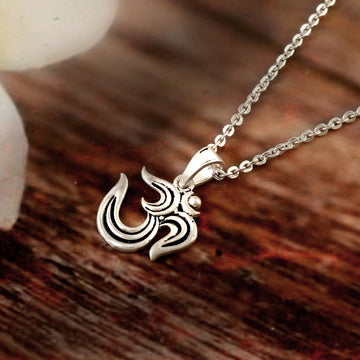 Om Pendant Necklace Oxidized 925 Sterling Silver
