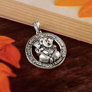 Lord Ganesh Pendant Necklace Oxidized 925 Sterling Silver