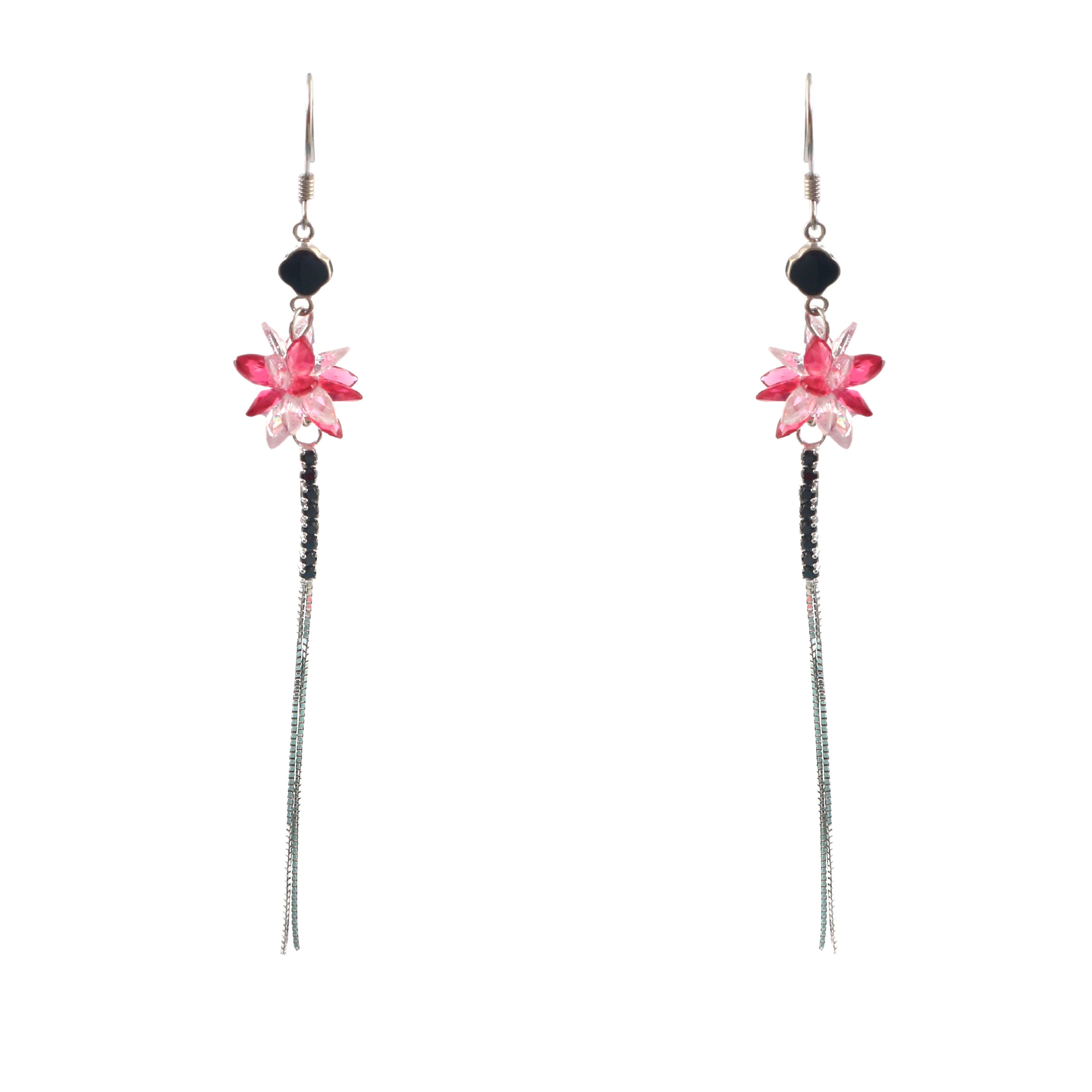 Pink Stone Sterling Silver Drop Earrings