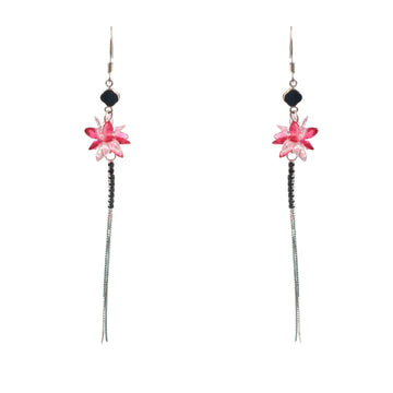 Pink Stone Sterling Silver Drop Earrings