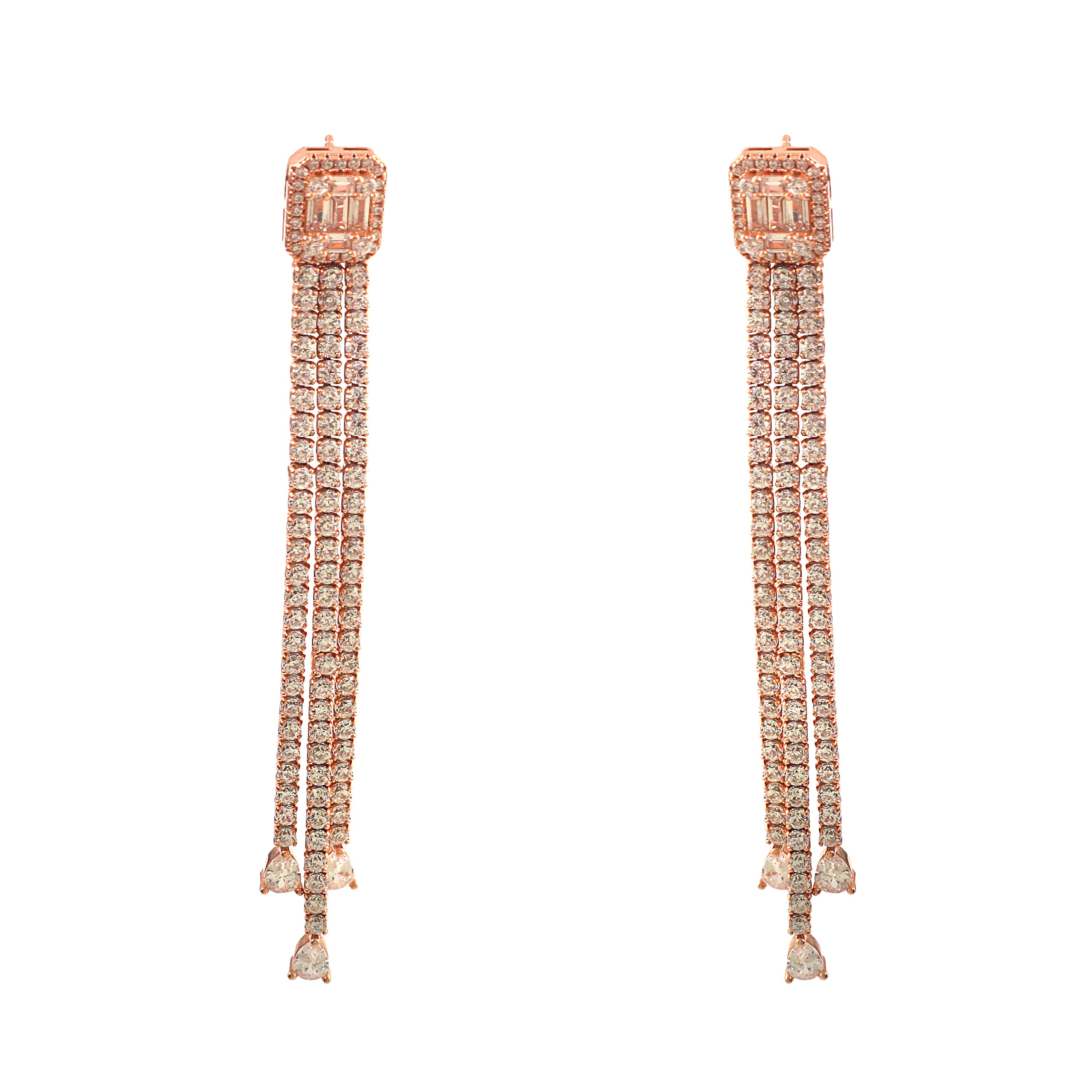 Elegant Long 925 Sterling Silver Drop Earrings