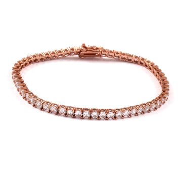 Classic Rose Gold CZ 925 Silver Tennis Bracelet