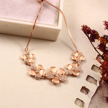 925 Sterling Silver Adjustable CZ Charm Bracelet