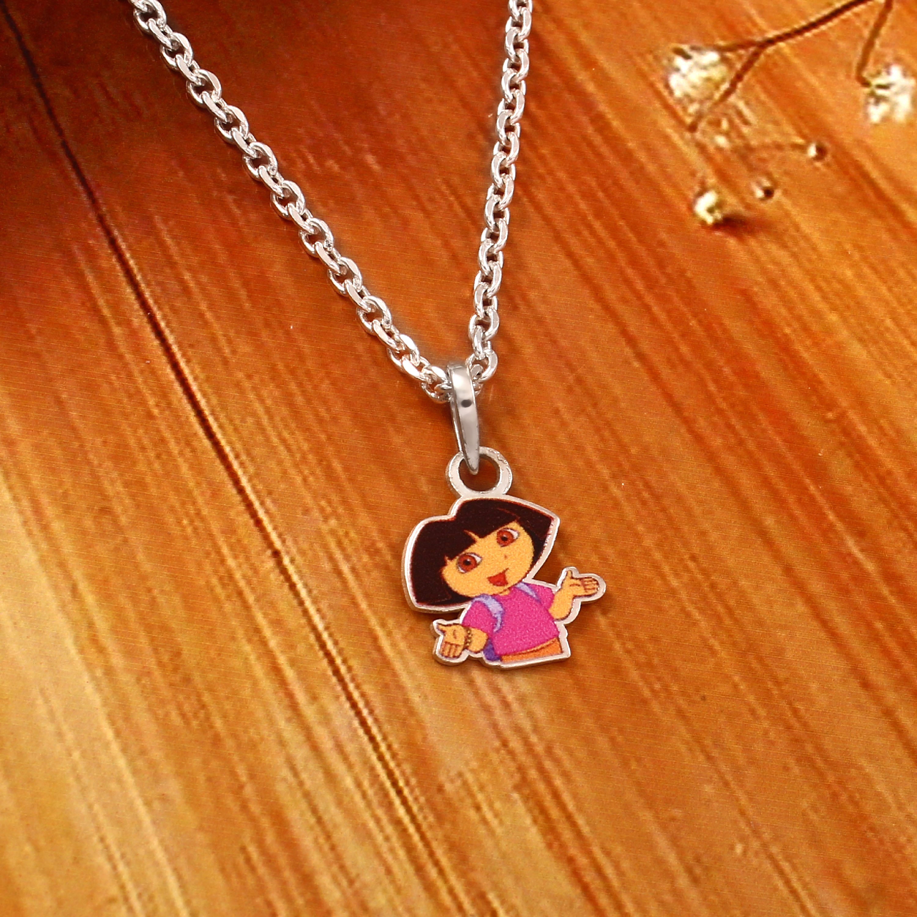 Kids Cartoon Dora Necklace 925 Sterling Silver
