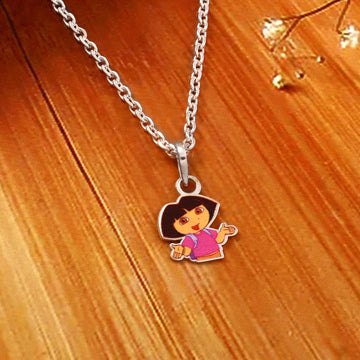 Kids Cartoon Dora Necklace 925 Sterling Silver