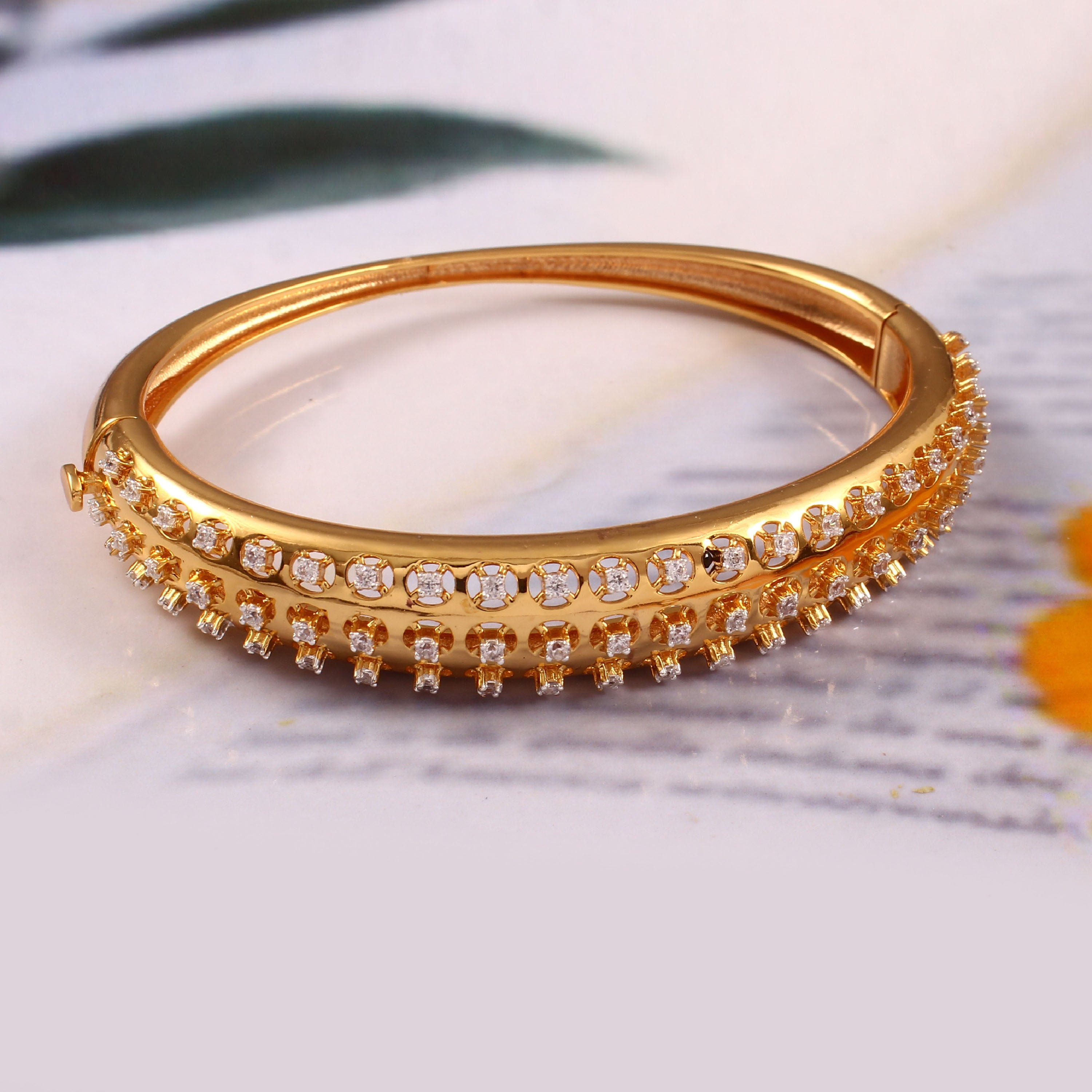 Golden CZ Zircon 925 Silver Women’s Bangle