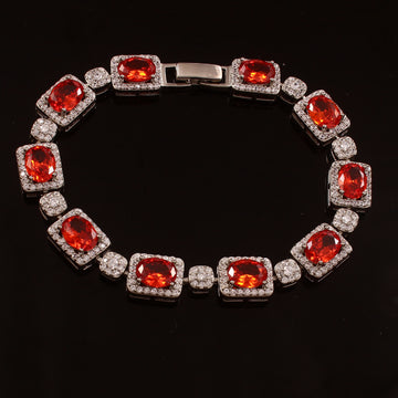 Orange Stone CZ 925 Sterling Silver Bracelet