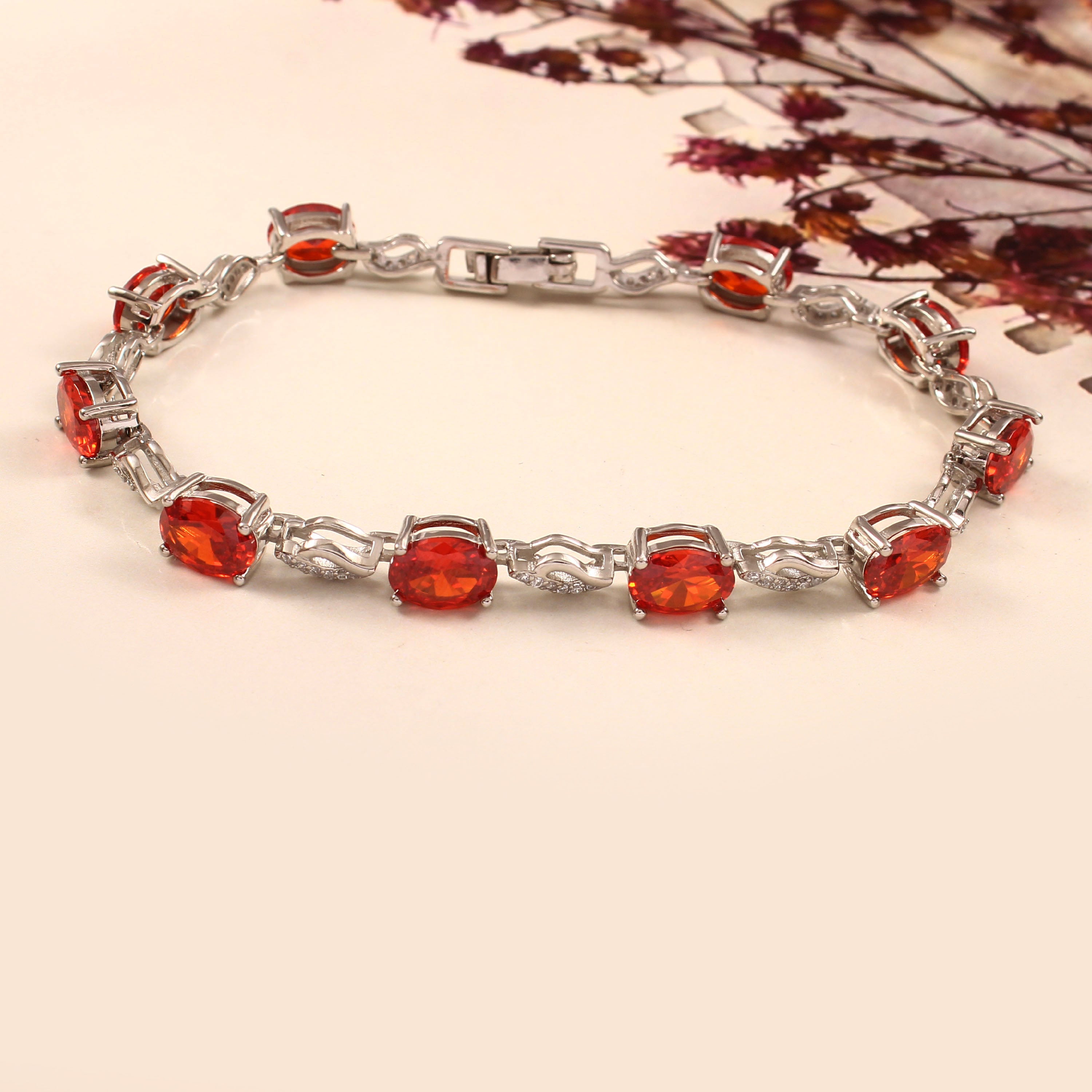 Premium Orange Tennis Bracelet