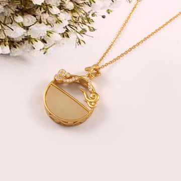 Yellow Gold Moon Pendant Necklace
